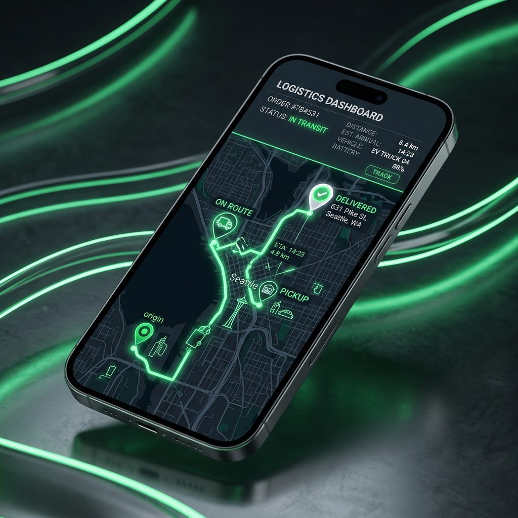 Zeftic Mobile Application Interface displaying active courier map